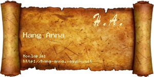 Hang Anna névjegykártya